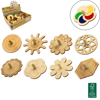 TOUPIE A COLORIER EN BOIS 7CM 8 MODELES ASSORTIS