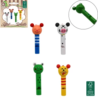 FISCHIETTO ANIMALE IN LEGNO 7CM 4 MODELLI ASSORTITI