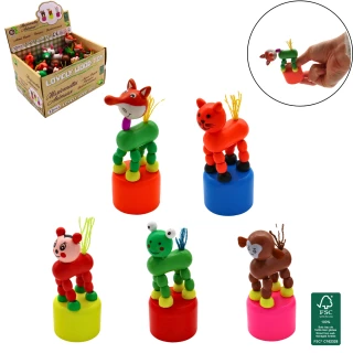 ANIMALE DANZANTE IN LEGNO 10CM 6 MODELLI ASSORTITI