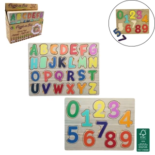 HOLZPUZZLE BUCHSTABEN/ZAHLEN 30X21CM