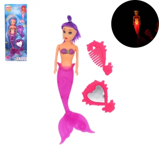 BAMBOLA SIRENA LUMINOSA 22CM CON BATTERIE 2 COLORI ASSORTITI