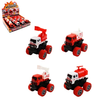 CAMION POMPIER FRICTION 9.5CM 4 MODELES ASSORTIS