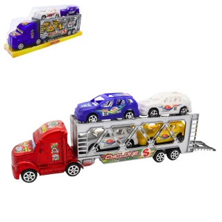 LKW TRANSPORTER FRIKTION 31CM MIT 4 AUTOS 2 FARBEN SORT.NFG