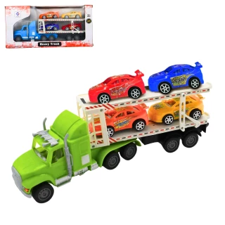 LKW TRANSPORTER FRIKTION 31CM MIT 4 AUTOS 2 FARBEN SORT.NFG