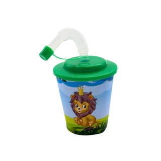 BICCHIERE DA BICCHIERE ZOO 9CM 250ML 3D + PAGLIA