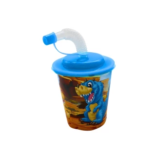 BICCHIERE DA BICCHIERE DINOSAURO 9CM 250ML 3D + PAGLIA