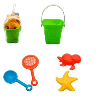 SEAU DE PLAGE 7CM 5 PIECES 2 COULEURS ASSORTIES 