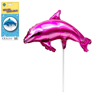 BALLON A GONFLER DAUPHIN 39CM + TIGE 2 COULEURS ASSORTIES