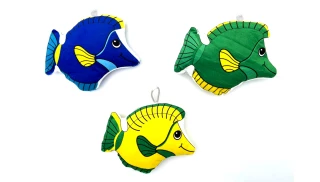 PELUCHE POISSON TROPICAL 17CM 3 COULEURS ASSORTIES